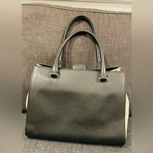 Danier Leather Black and Cream Tote Bag